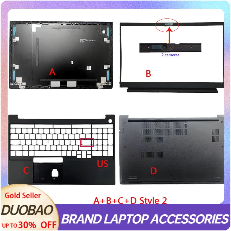 New For Lenovo Thinkpad E15 Gen2 GEN3 LCD Back Cover/LCD Front Cover/Palm Holder/Bottom Cover Black Brand Laptop Replace Cover