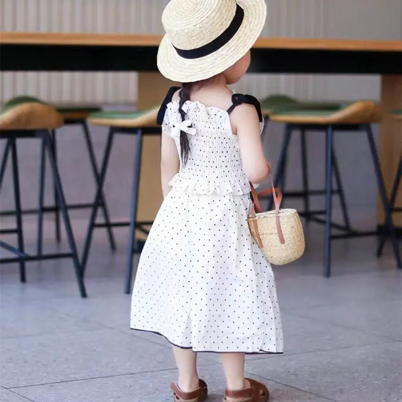 Girls' Outfit Polka Dot Discounted Crop Top with Wide Leg Pants25Summer New Foreign Trade Children's Wear Delivery3-8Years Old
