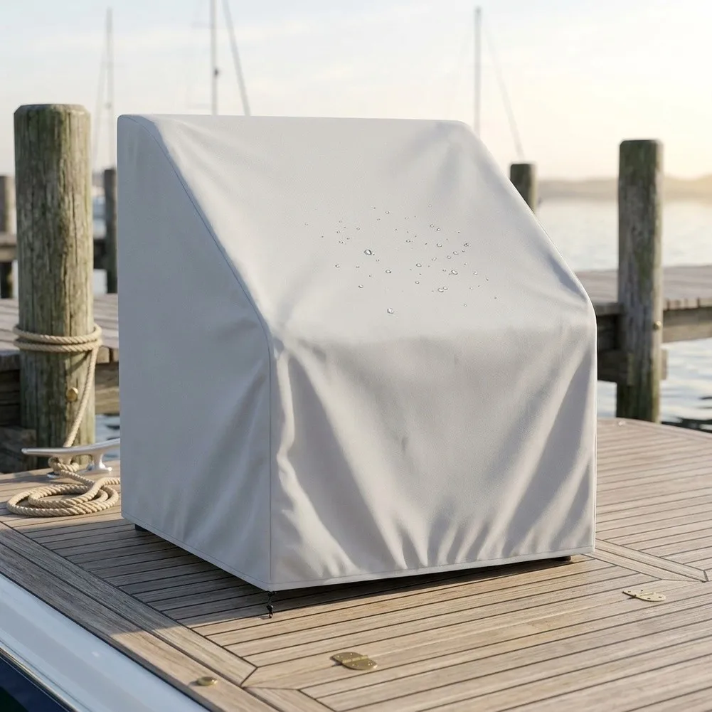 PVC Coated Oxford Boat Seat Cover 41 D x 24 W x 47 H in Grey for Pontoon Swinging Seats All Weather Protection