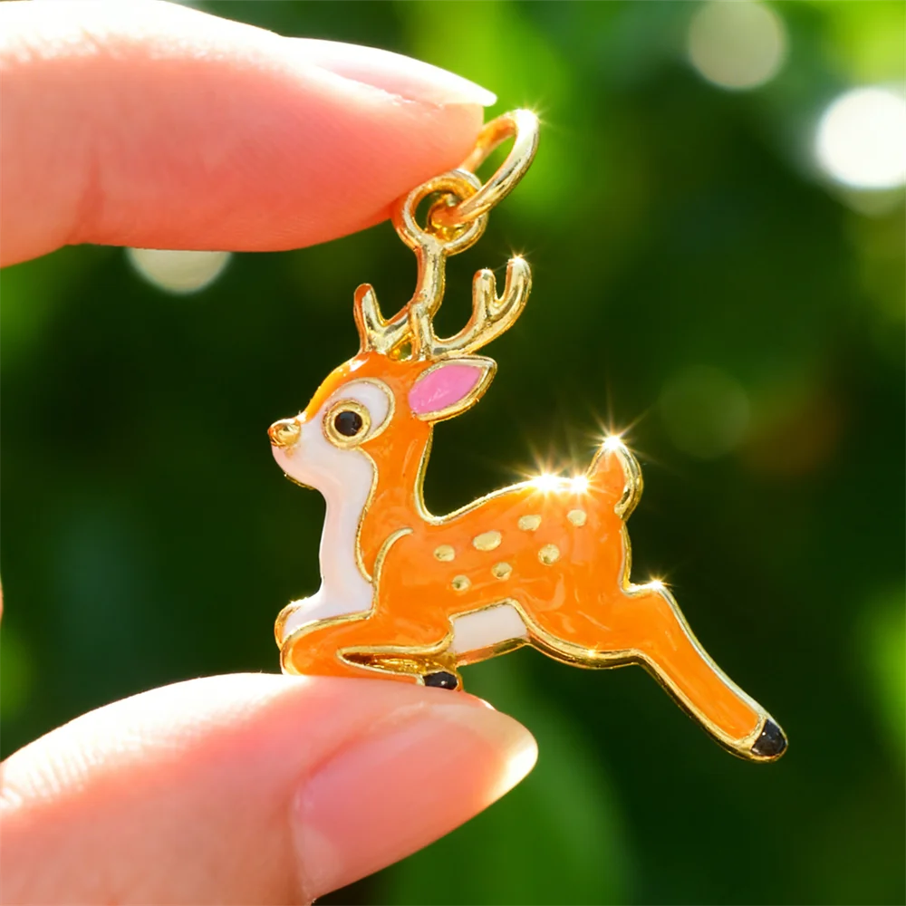 

3 шт. подвески из латуни, эмалированные подвески в виде оленя, кубический циркон для DIY ювелирных изделий, ожерелье, браслет, аксессуары для повседневной носки для женщин и мужчин