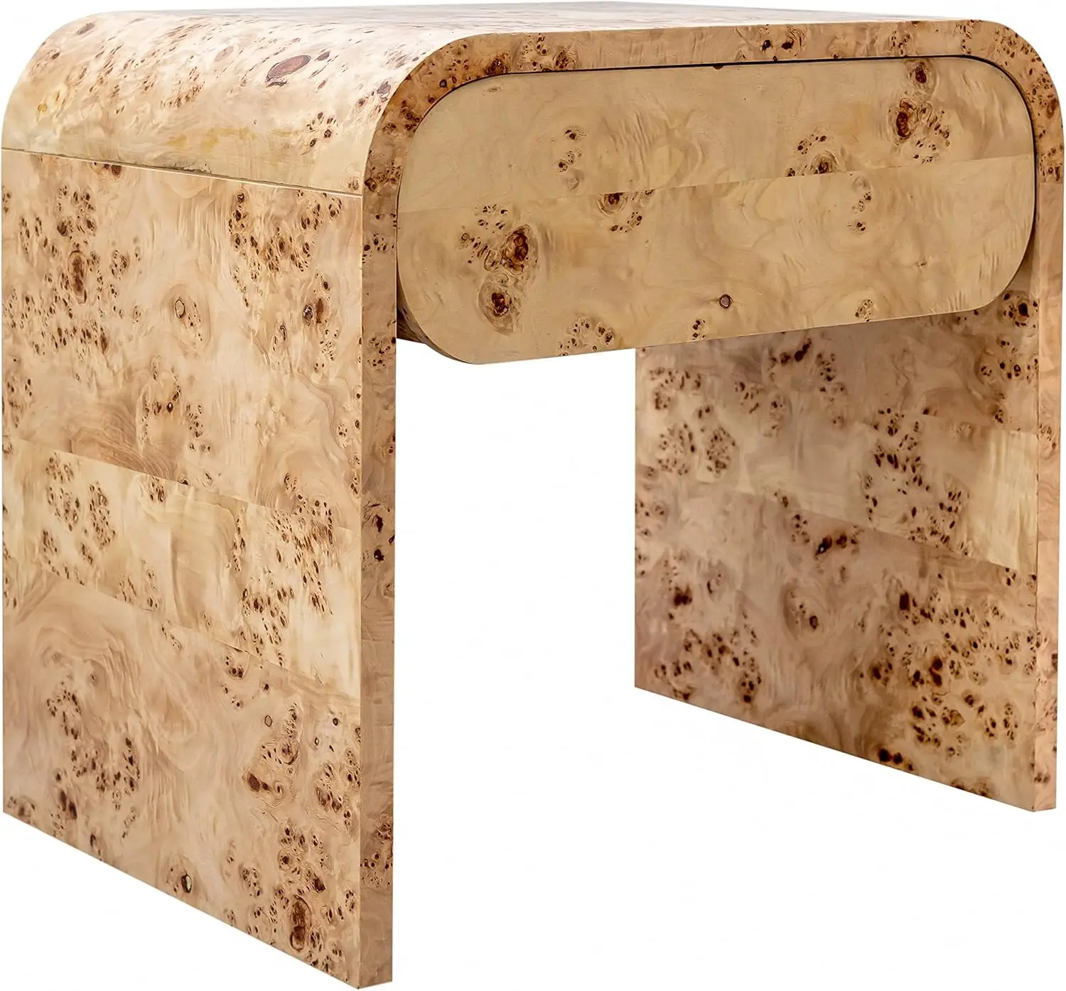 863-Ns Cresthill Collection Mid- Modern Nightstand, Natural Burl Wood, 24