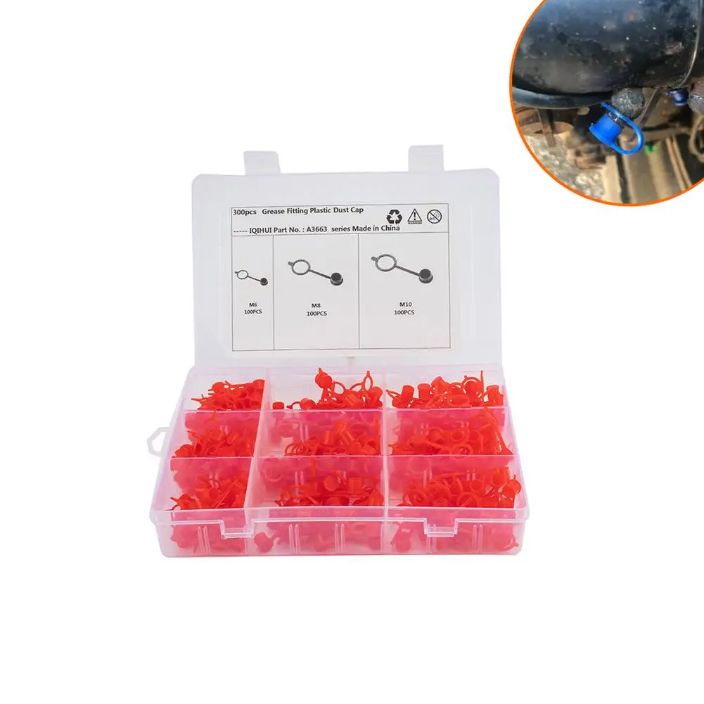 

300 PCS M6 M8 M10 Plastic Dust Cap Dust Cover Protection Cover Cap Assortment Kits Waterproof Grease Nipple Cap For Machinery