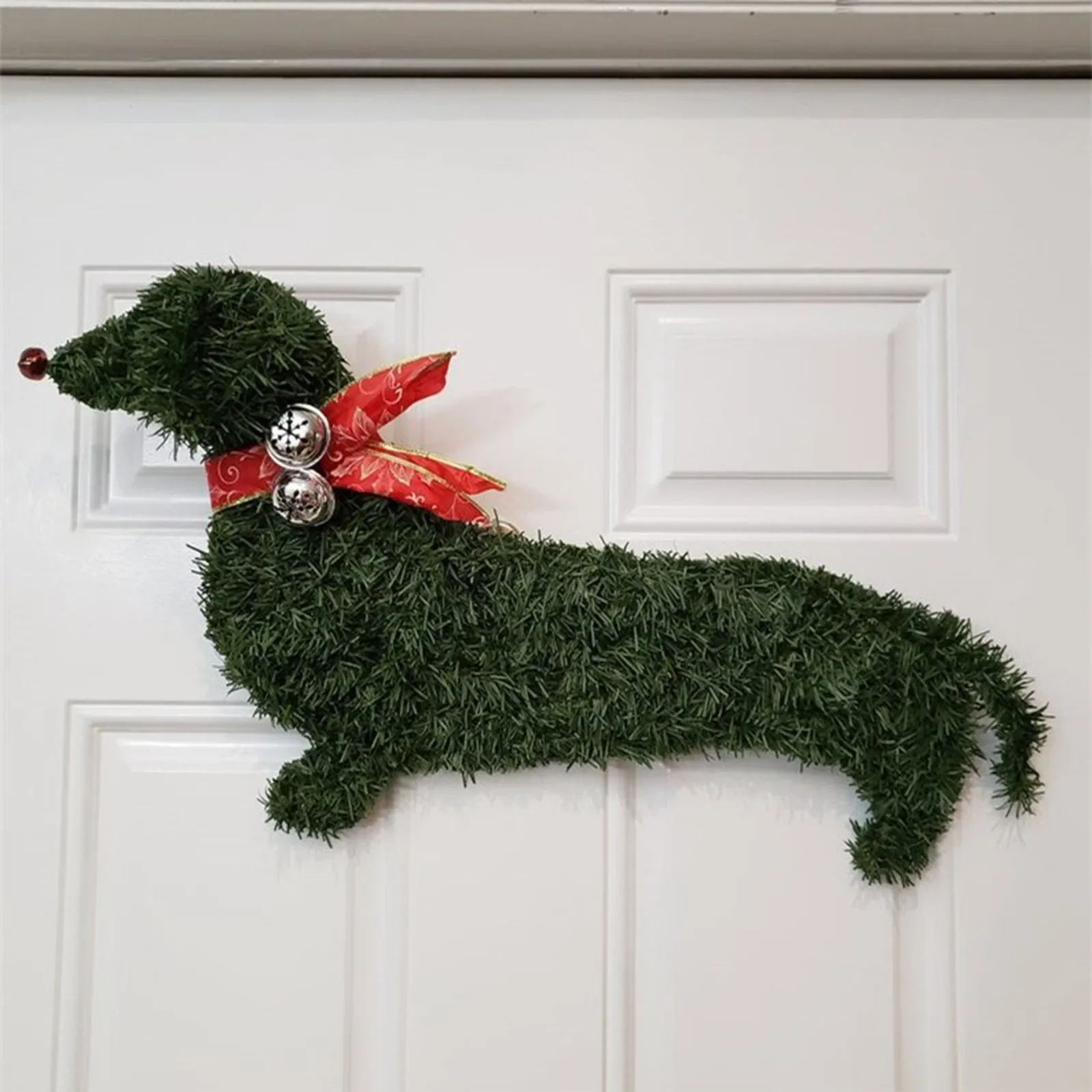 

Sausage Dog Wreath Christmas Garland Artificial Branches Green Leaves Garland For Front Door Hanging Wreath Home Garden Decor