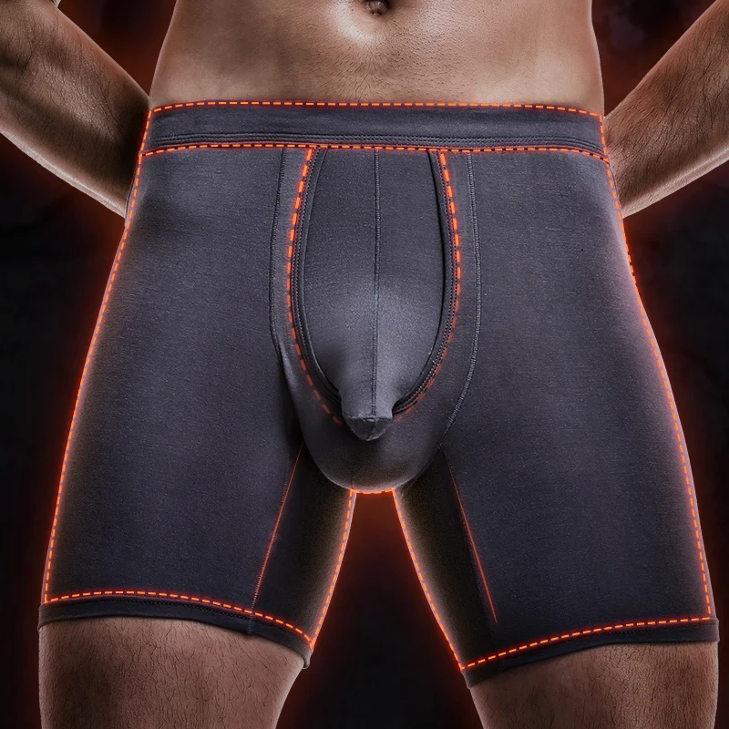 5PCSMen's extended sports underwear, men's gunball-style split four-corner anti-friction leg pants, large-sized breathable runni