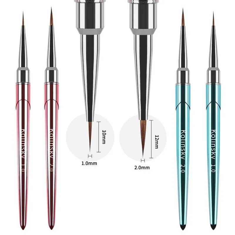 

10Style New Kolinsky Acrylic Nail Brush Purple Nails Brush Art Acrylic Pure Kolinsky Sable Brush 3D Painting Pen