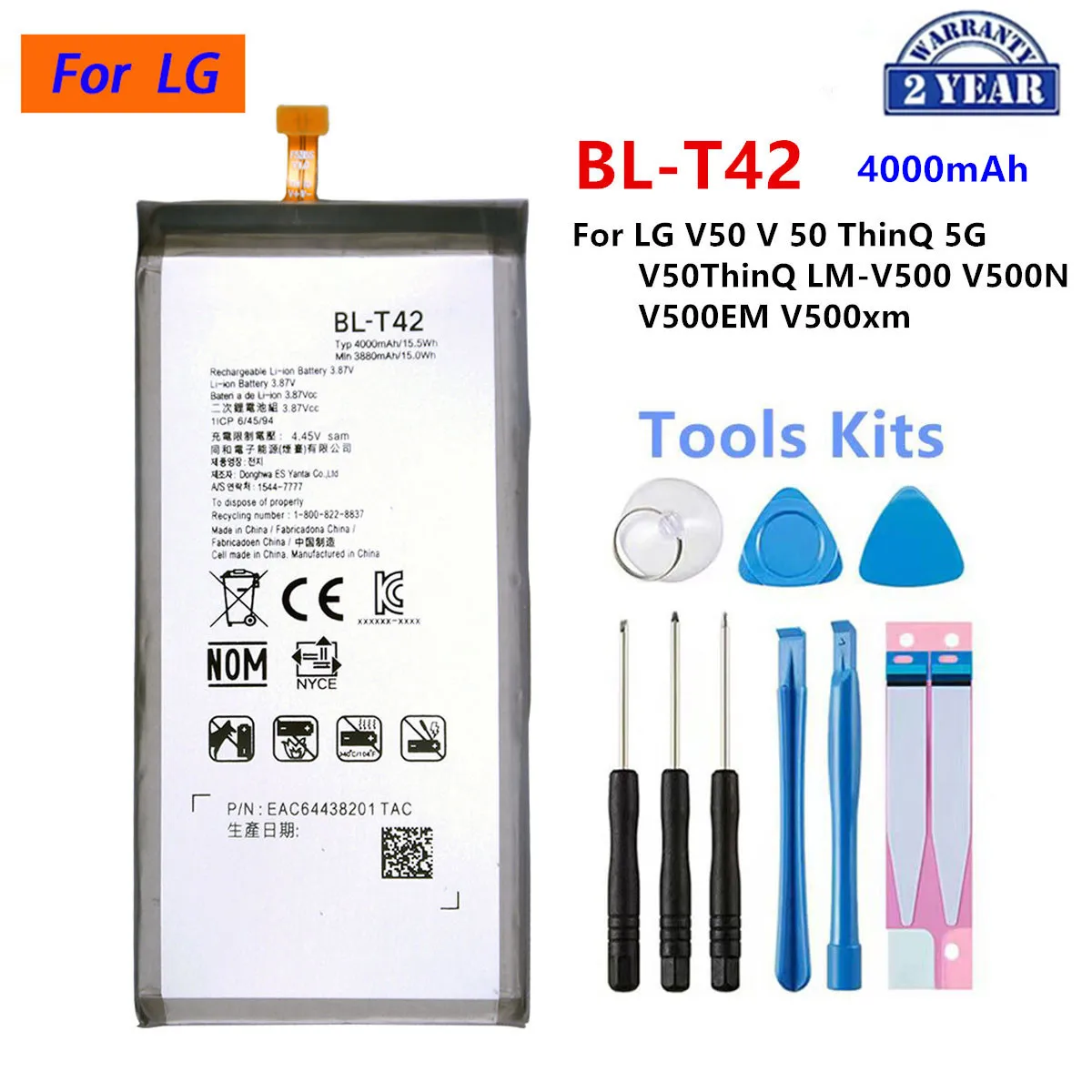 Original BL-T42 4000mAh Replacement Battery For LG V50 V 50 ThinQ 5G V50ThinQ LM-V500 V500N V500EM V500xm phone Batteries+Tools