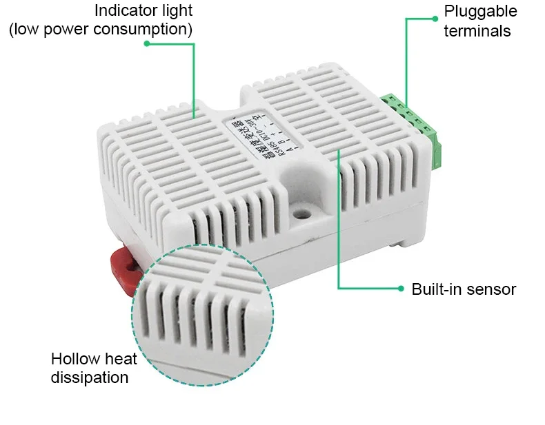 Transmetteur de température et d\'humidité, rail Modbus RaryRS485, DIN35