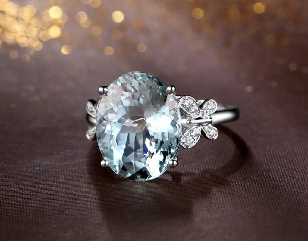 

Sky Blue Cubic Zirconia Silver Plated Stainless Steel Ring for Women Wedding Engagement Jewelry Wholesale Sizes 6-10