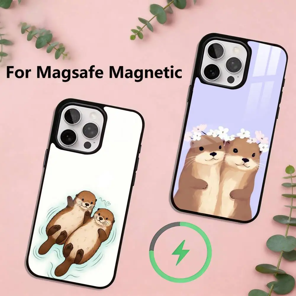 

Lazy Otter Phone Case For iPhone17,16,15,14,13,12,11 Plus,Pro Magnetic For Magsafe Wireless Charging