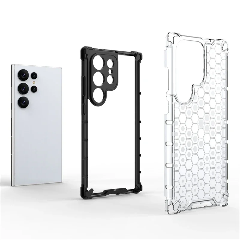Honeycomb Pattern Armor HD Case for Samsung Galaxy S24 Ultra S23 Plus S22 S21 FE S20 10 Note 20 10 Lite Seismic Protective Shell