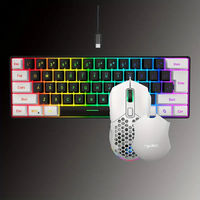 Compact RGB Keyboard and Gaming Mouse Combo - White & Black 61-Key Mini Wired Keyboard Ergonomic Design, Mouse Cover