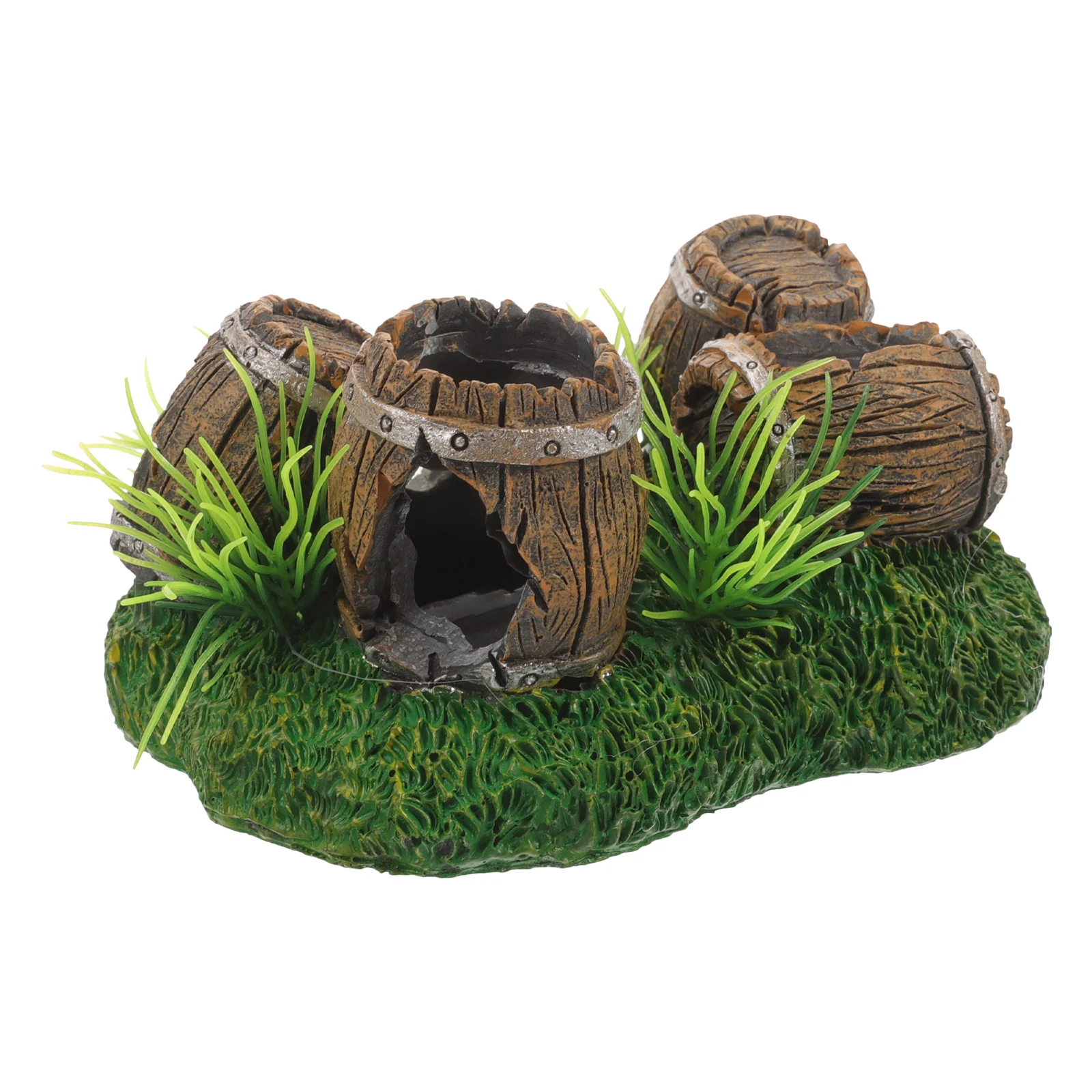 

Barrel Resin Ornaments Fish Tank Hide Cave Shrimp Heater House Hiding Ocean Habitat for Aquarium Decor