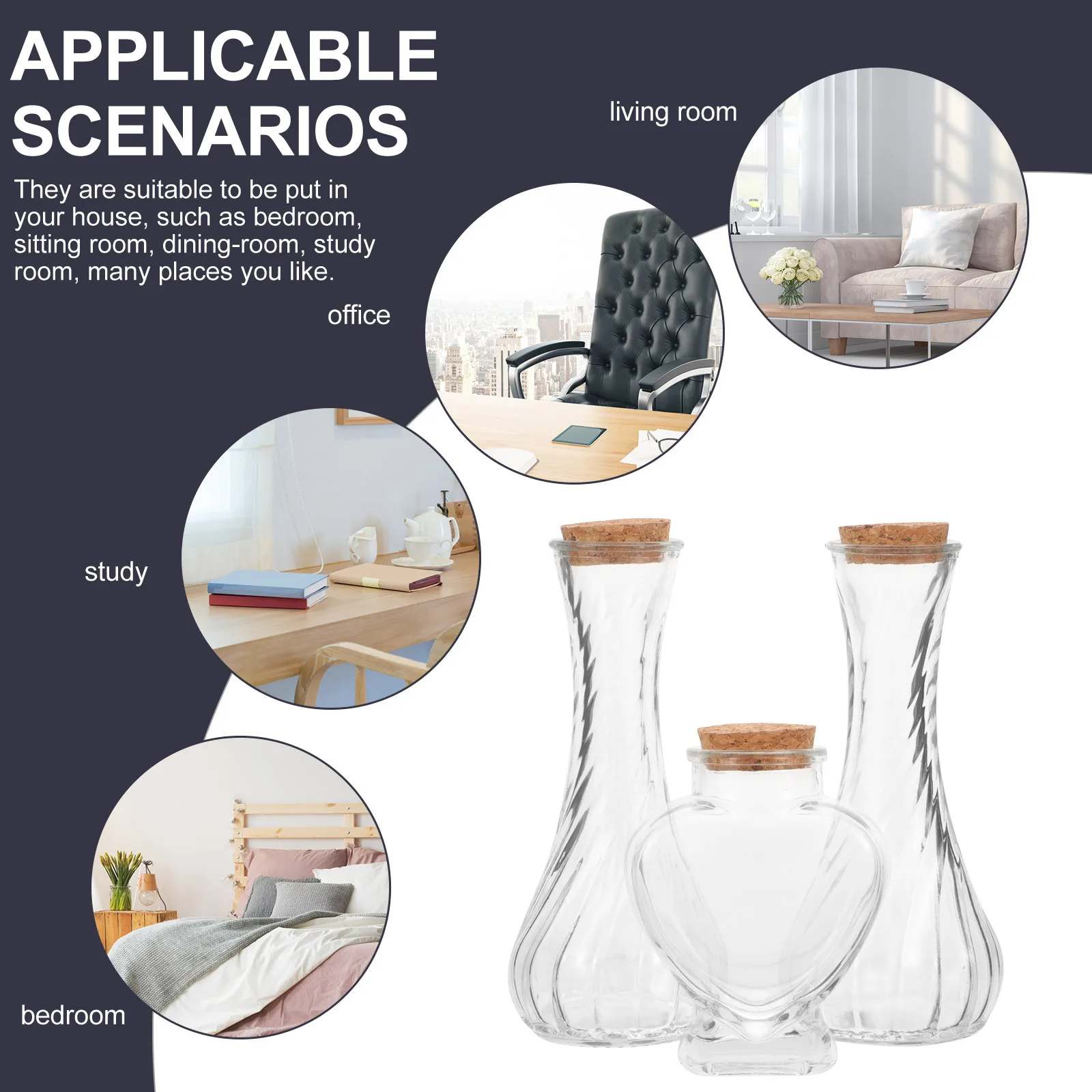 

3Pcs Wishing Bottle Glass Drift Bottle Set for Wedding Sand Ceremony DIY Craft Candy Storage Transparent Glass Jars