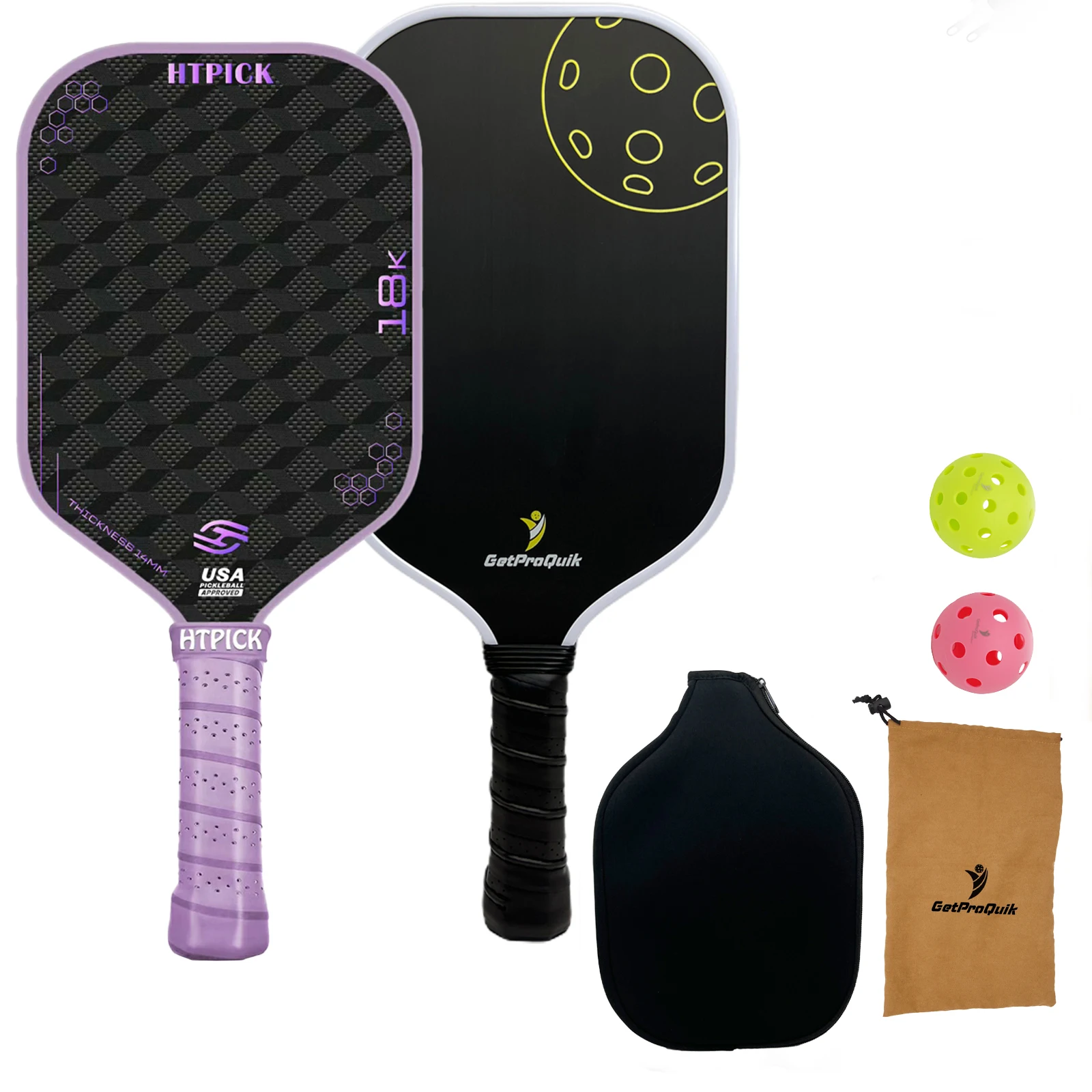 

3D 18K Carbon fiber pickleball paddle 14mm Honeycomb core with t700 pickleball paddle 16mm core Practice combo for beginners