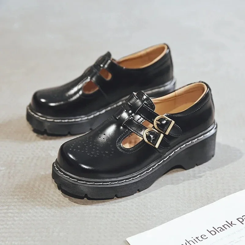 Japanese Literary Retro Lolita Women Pumps Mary Janes Shoes Round Toe Student Girl Platform T-Strap Buckle Bullock Shoes