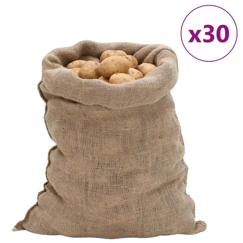 Sacs de courses réutilisables 100% jute 60x105cm, lot de 30, écologiques, faciles à nettoyer, grande capacité