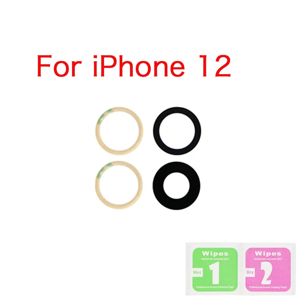 Back Camera Lens Glass Replacement for iPhone X XR XS 11 12 13 Mini 14 Plus Pro Max With 3M Adhesive + Wet Dry Clear Wipes