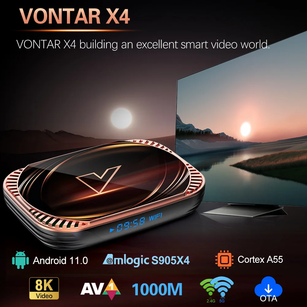 VONTAR X4 Amlogic S905X4 Android 11.0 TV Box 4GB 32GB 64GB 128GB Set Top Box 1000M Dual Wifi AV1 8K Android 11 Media Player