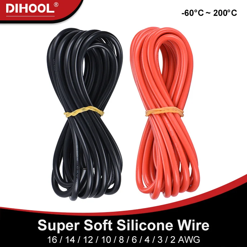 Super Soft Silicone Cable Heat Resistant Tin-plated Copper Wire High Current 16/14/12/10/8/6/4/2/0AWG Battery,Inverter,UPS,etc