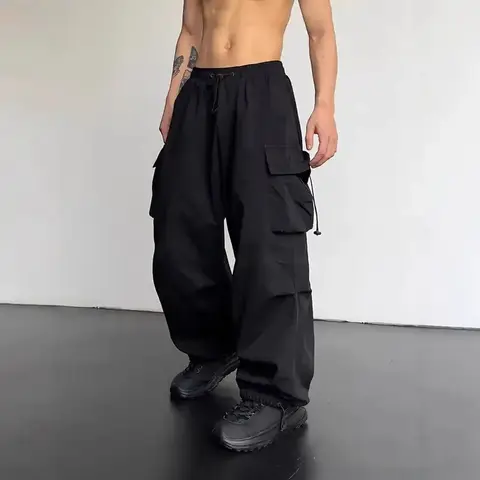 Quick Dry American Style Work Pants High Waist Wide Leg Casual Sports Long Trousers for Men Summer 2025 New Arrival