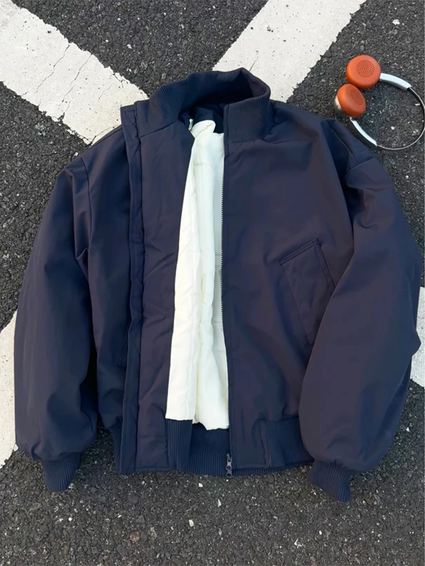 

Утепленная хлопковая куртка-бомбер для мужчин, осенне-зимняя, теплая, с воротником-стойкой, в американском стиле