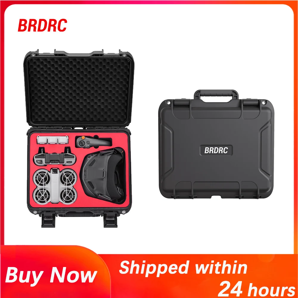 BRDRC Suitcase for DJI NEO Drone And Goggles N3 Hard Shell Large Capacity Portable IP67 Waterproof Box Black Anti-explosion Case