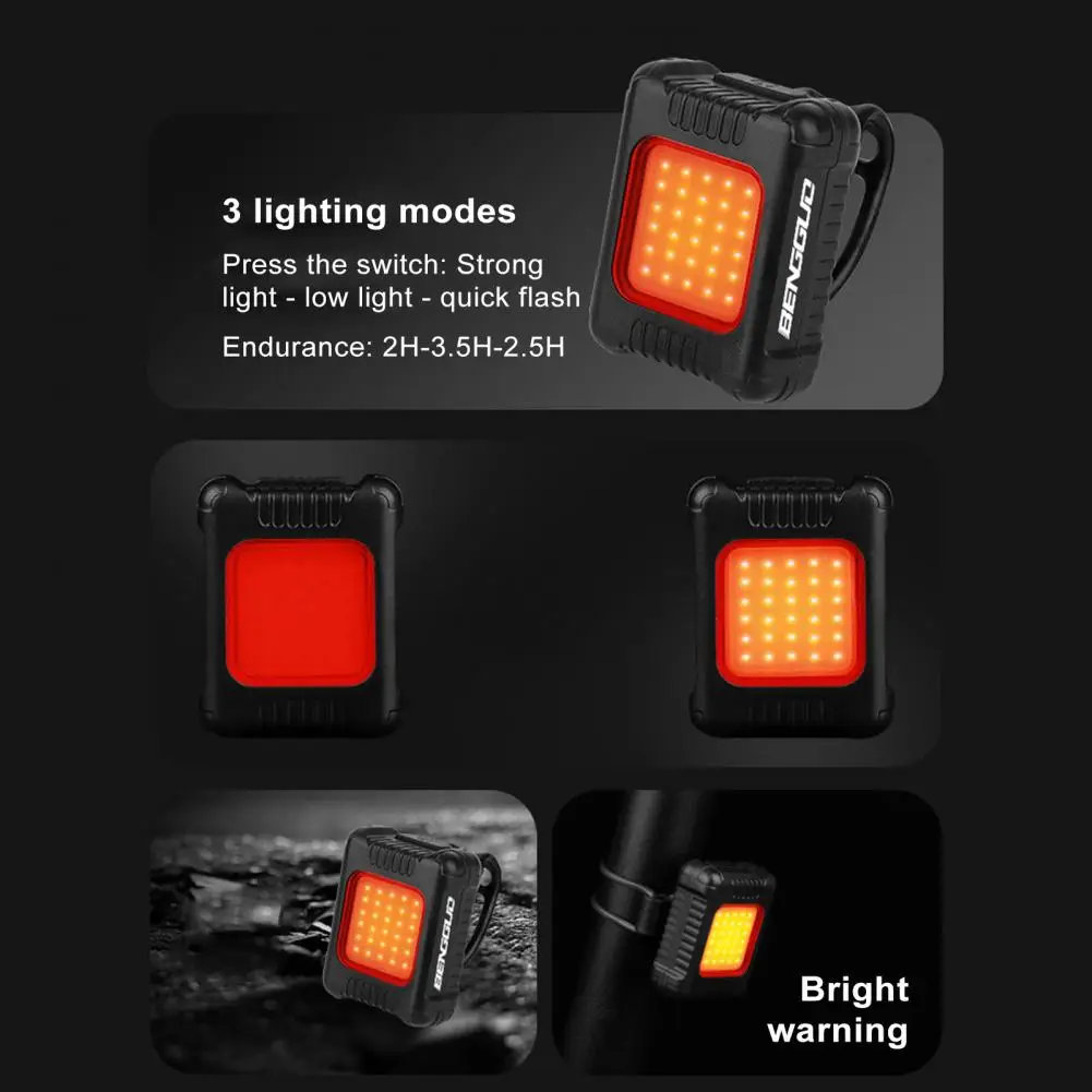 Compact Bike Light Super Bright Rechargeable Led Bicycle Tail Light Waterproof Multiple Modes for Night Riding Easy Installation