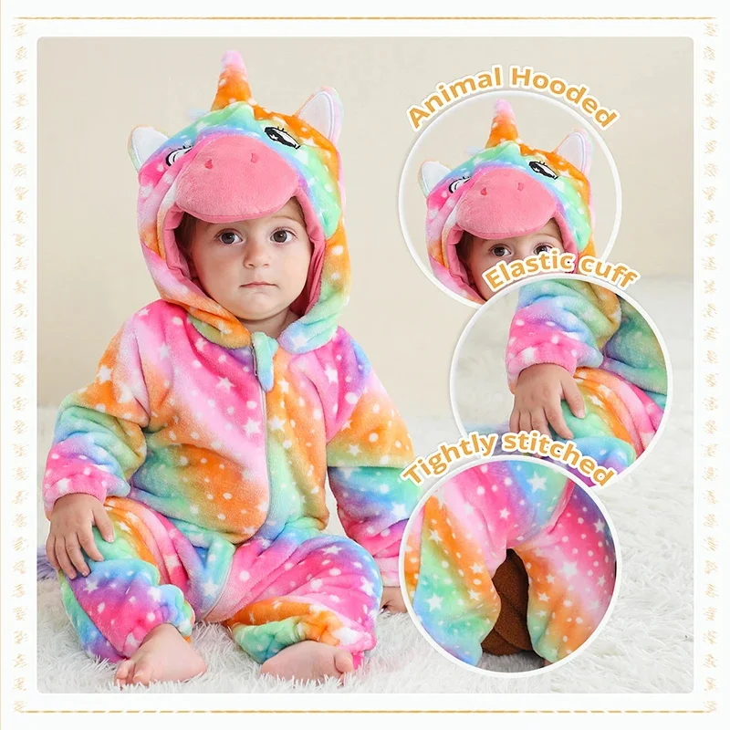 

Winter Toddler Baby Rainbow Unicorn Romper Newborn Girls Boys Jumpsuit Infant Overall Pajamas Kids Home Wear Carnival Clothes