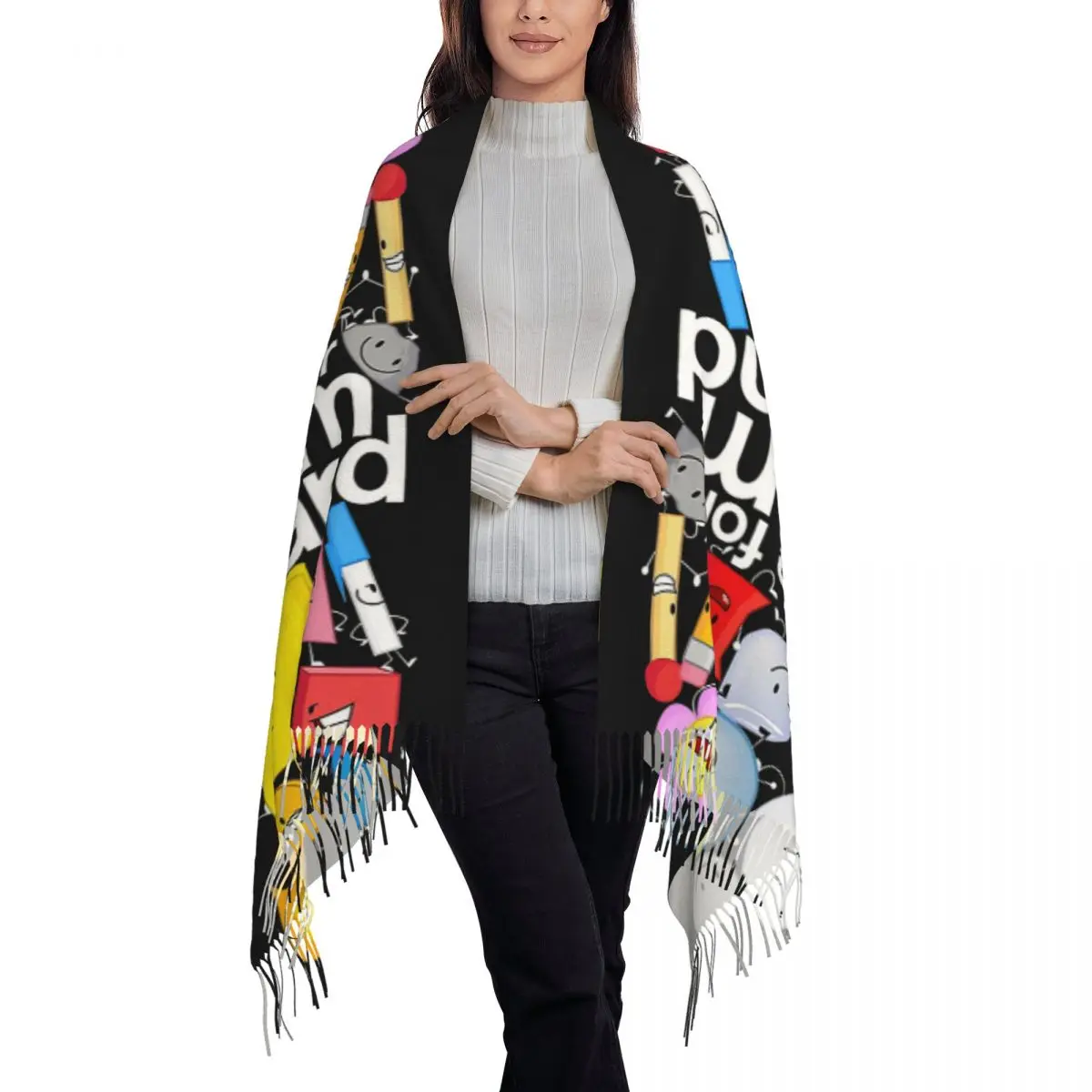 BFDI Poster Scarf Tassel Scarves for Women Soft Warm Shawls and Wraps Large Fall Winter Shawl Wrap