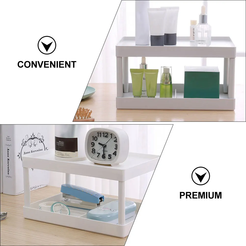 

1Pcs Desktop Storage Shelf White Multifunctional Organizer Storage Rack for Home Office Tabletop Supplies Holder