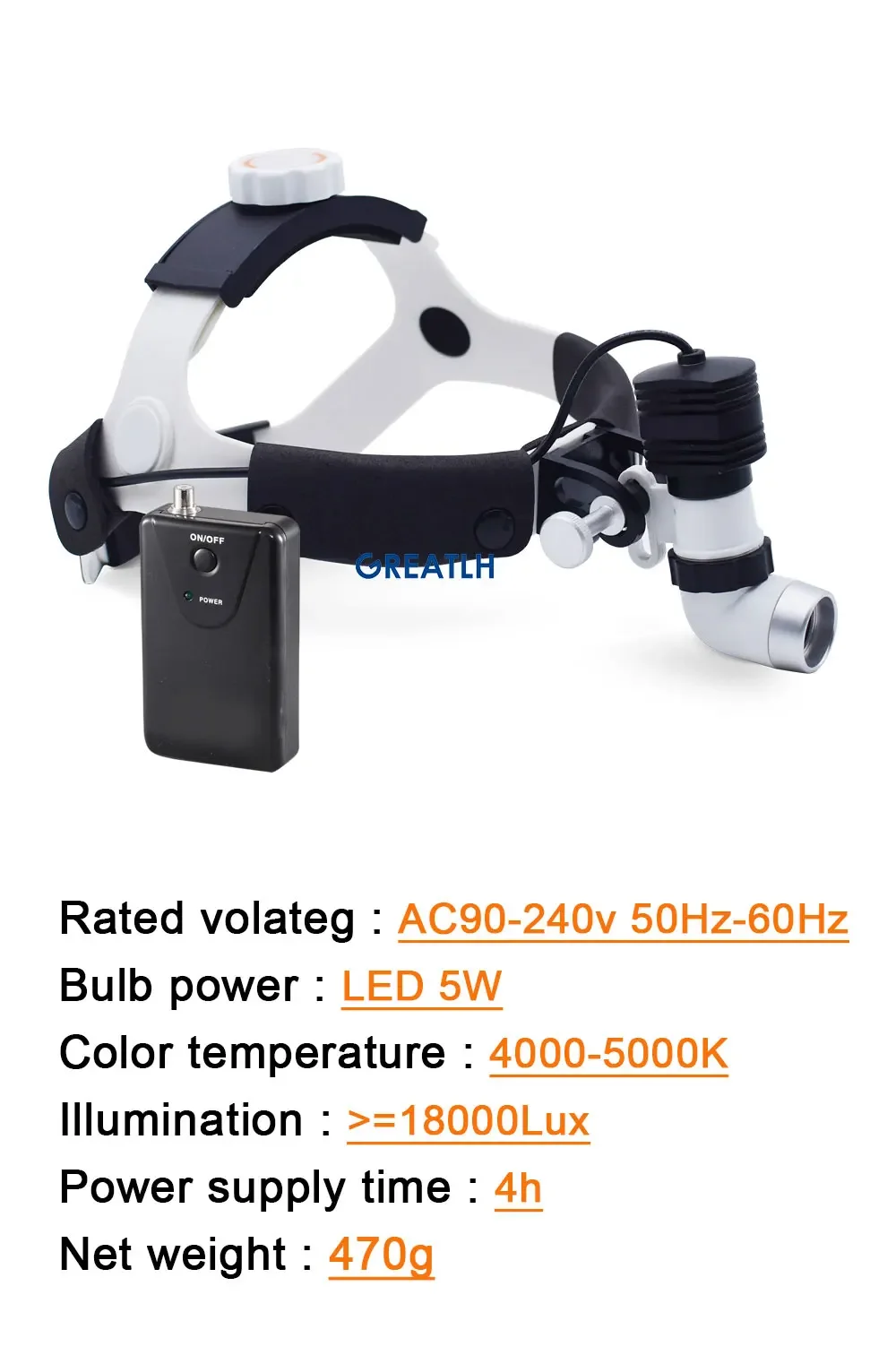 GREATLH Medical Led Head Lamp Dental ENT Pet Headlamp High Brightness Headlight LED 5W