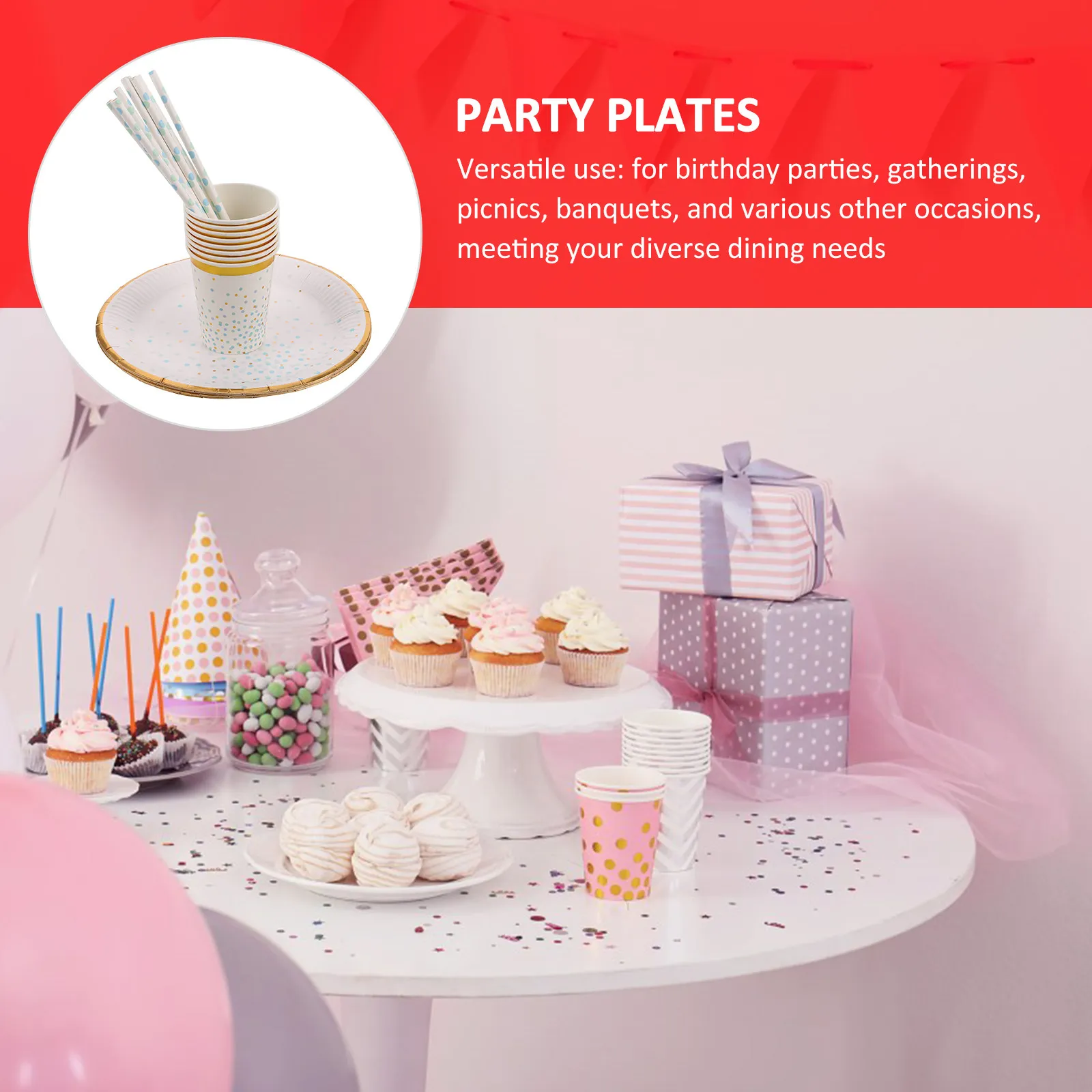 24pcs Blue Disposable Party Dinnerware Set – Plates, Cups & Straws for Birthday, Shower, Tea Party, Holiday, Picnic