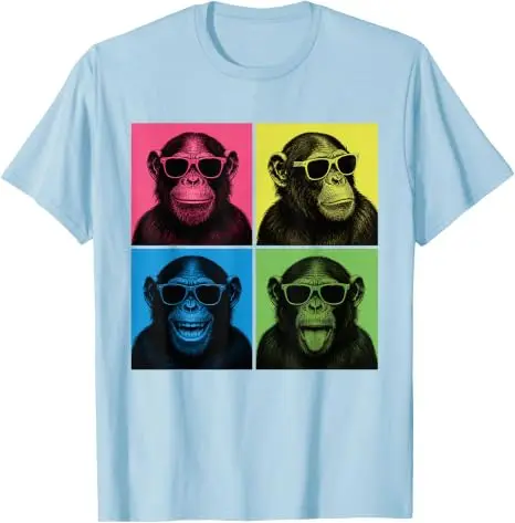 Lustiges Schimpansen-Fotokabinen-Pop-Art-T-Shirt mit Affengesichtern, Y2K-Affen-Selfie-Ästhetik-Kleidung, personalisierte Kleidung für Primaten-Fans – Detail 13