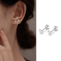 Avenneth New Silver Color Fashion Heart Screw Stud Earrings for Women Trendy Ear Piercing Jewelry Gift Korean Earrings