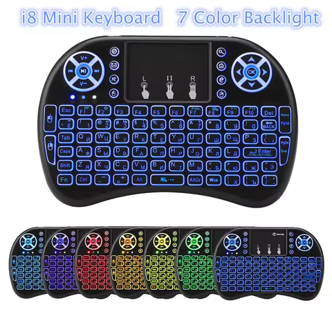 i8 Mini Keyboard 7 Color Backlit Remote Control 2.4G Wireless Air Mouse Keyboard For Android TV BOX Gamepad PC Laptop