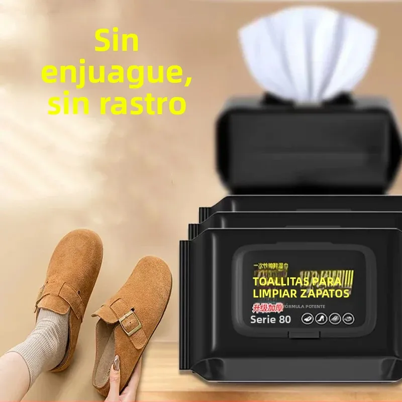 Toallitas Limpiadoras de Zapatos Portátiles Sin Enjuague, Desechables, Potentes para Eliminar Manchas de Zapatillas, Paños Húmedos Rápidos para Zapatos Blancos