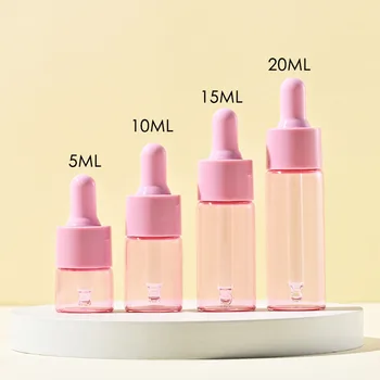 30/50pcs 5ml -20ml refillable glass bottle Mini dropper bottle pipette pink cap empty essential oil bottle for aromatherapy