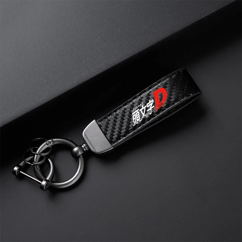 Double Sided Embroidery Initial D Fujiwara Tofu Store KeyChain Automatic Key Steel Spring Clip Lanyard Car Key Accessories