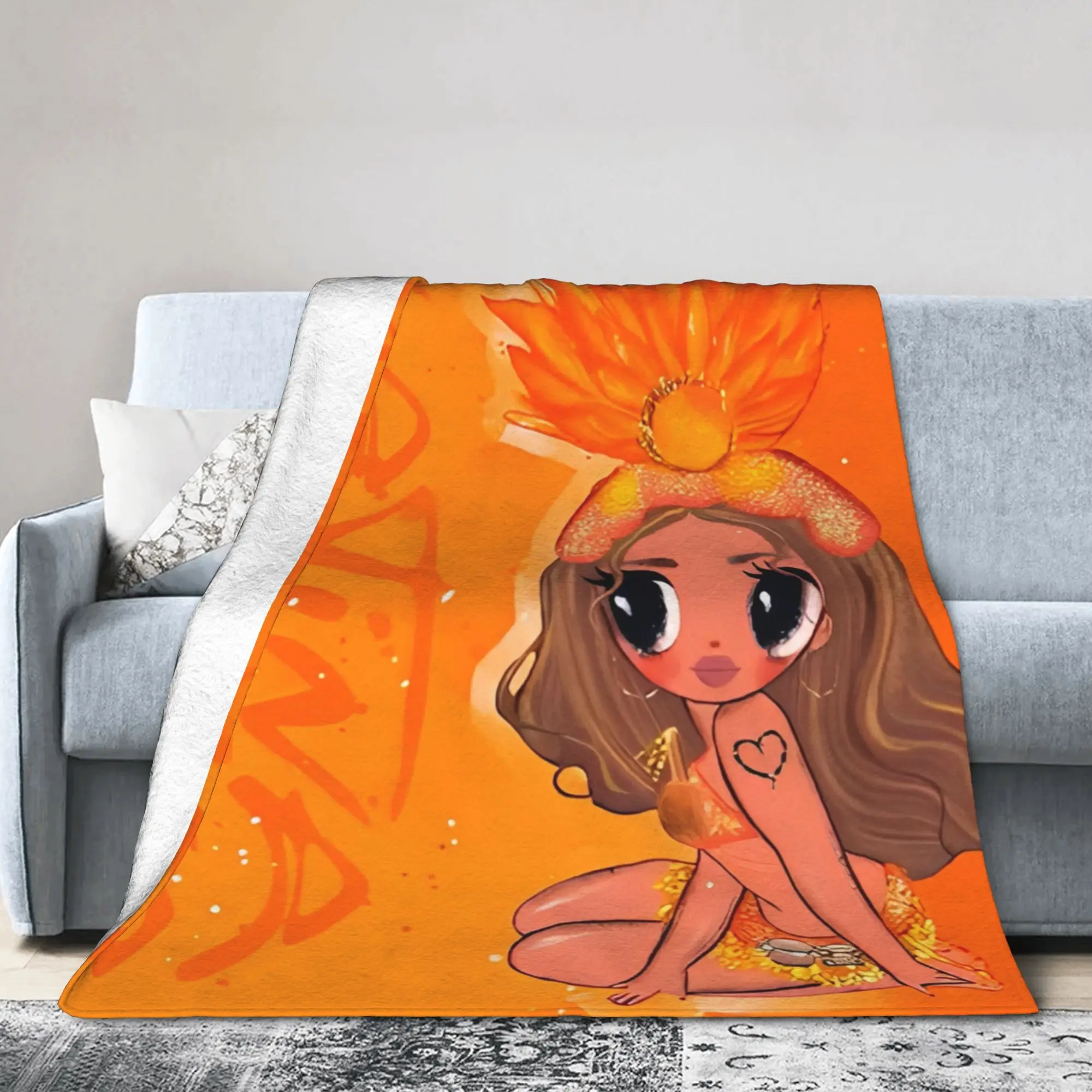 Singer Karol G Tropicoqueta Blanket Cover Fleece Latina Foreva Warm Throw Blankets for Home Couch Bed Rug