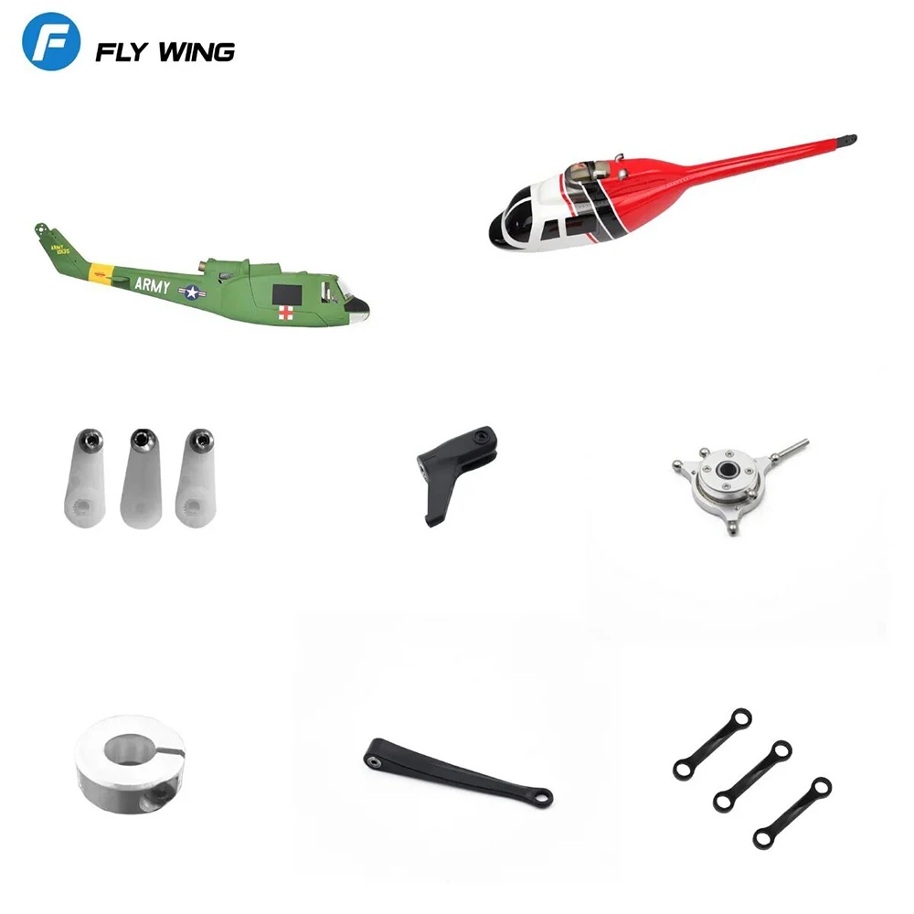 

FLY WING Bell 206 UH-1 with H1 Flight Controller Spare Parts Tail Blade Main Shaft Swashplate Landing Skid Scale Fuselage