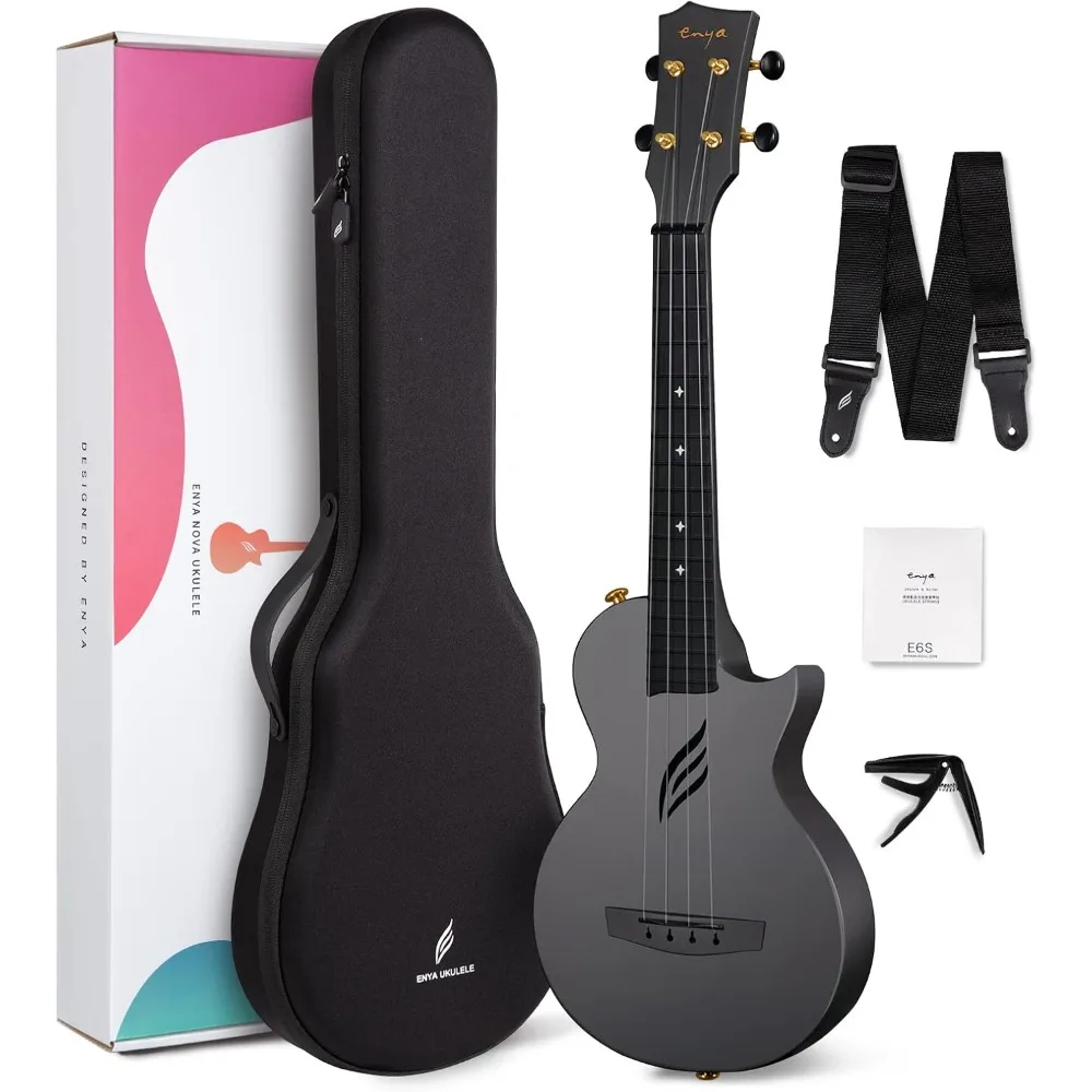 Enya Concert Ukulele Nova U 23’’ Carbon Fiber Travel Ukulele with Beginner Kit Includes Online Lessons