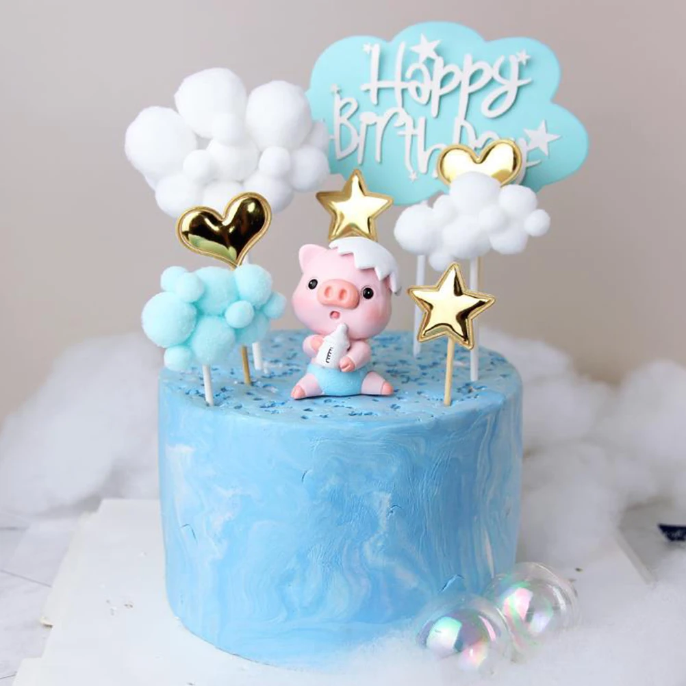 

Resin Pig Cake Topper Birthday Farm Animal Decorations Delicate Lovely Design Pink Supplies Cake Decoration nament