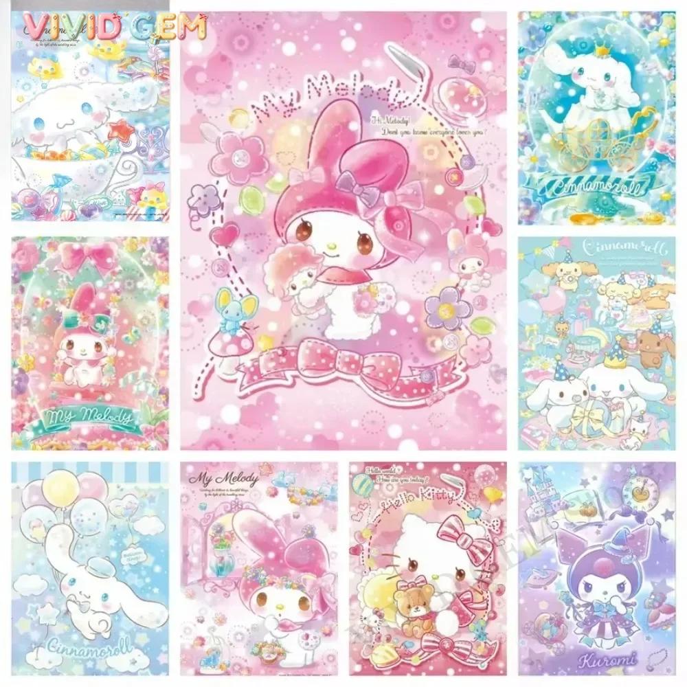 Sanrio Cartoon Cute Kuromi And My Melody Diamond Painting Cute Hello Kitty Mosaic Diamond Kit Home Decor Handcraft Gift