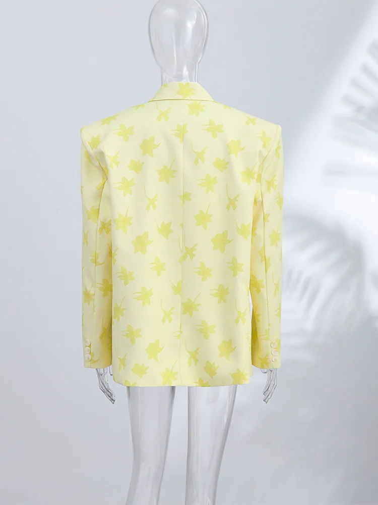 Bedruckter Anzug mit Seitenreißverschluss, Minirock-Anzüge für Damen, Eleganter Revers-Langarm-Einknopf-Slim-Fit-Mantel, Minirock, Neues Outfit – Detail 5