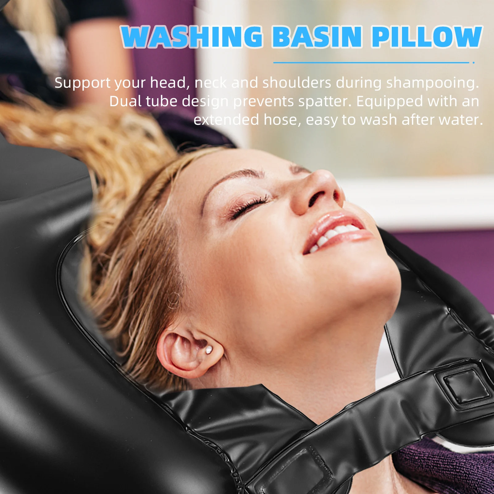 

1pc Inflatable Shampoo Cushion Durable PVC Hair Washing Pillow Dual Tube Neck Support for Elderly Disabled Pregnant Foldable