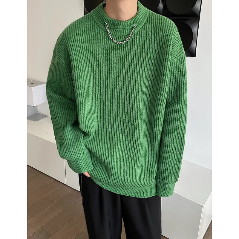Winter Blue Sweater Men Warm Fashion Black Casual Knitted Pullover Men Korean Loose Long Sleeved Sweater Mens Jumper Clothes