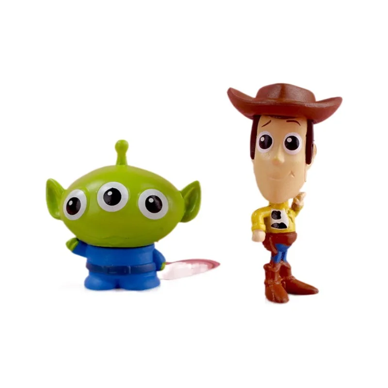 Cute Three-eyed Man Buzz Lightyear Woody Strawberry Bear Action Figures Miniature Toys Car Interior Desktop Ornament Accessorie