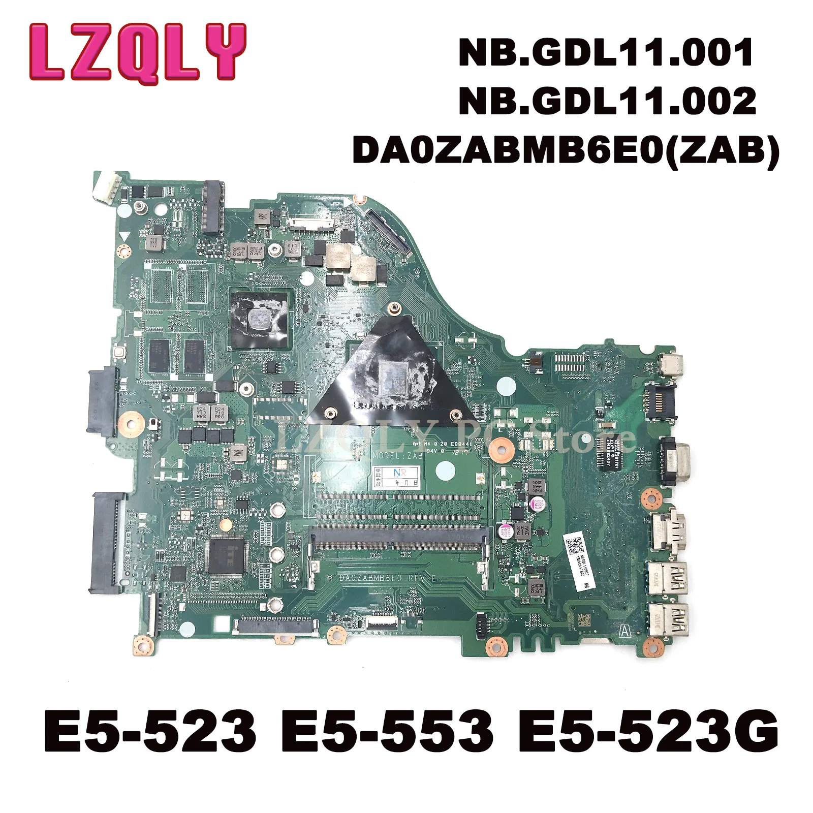 For Acer Aspire E5-523 E5-553 E5-523G Laptop Motherboard DA0ZABMB6E0(ZAB) With AMD A6-9210/ A9-9410 CPU 2GB RAM DDR4