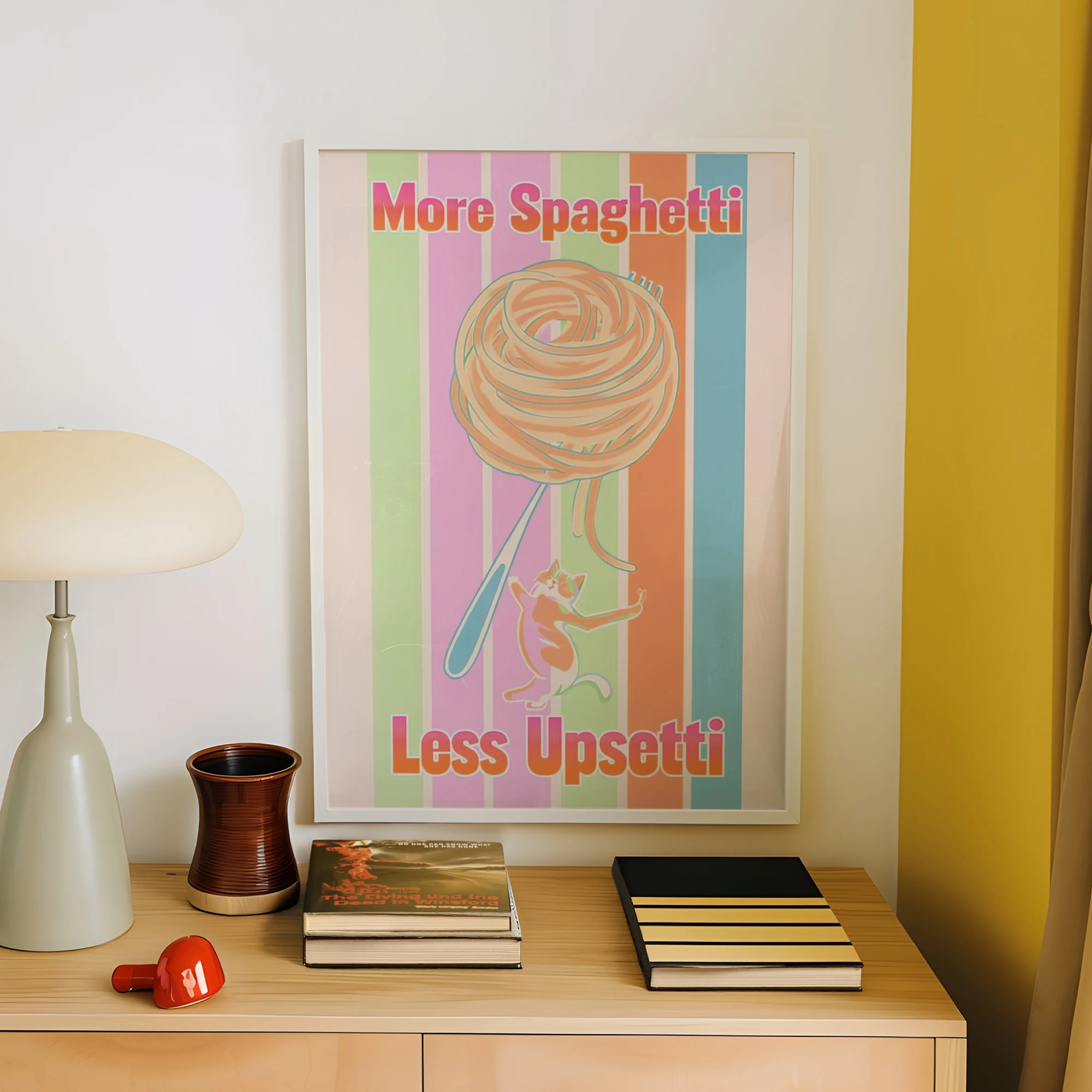 Modern Dopamine More Spaghetti Less Upsetti Wall Art Print Canvas Painting Poster Picture For Living Room,Bedroom Home Decor