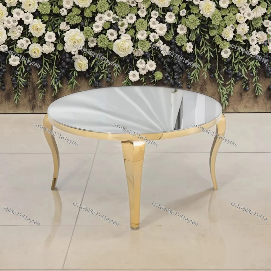 Wedding Banquet Round Glass Top Stainless Steel Table and Chairs New Design for Hotel Kitchen